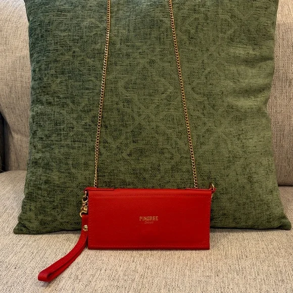 Pingree Red Clutch with Gold Chain - Picture 1 of 8